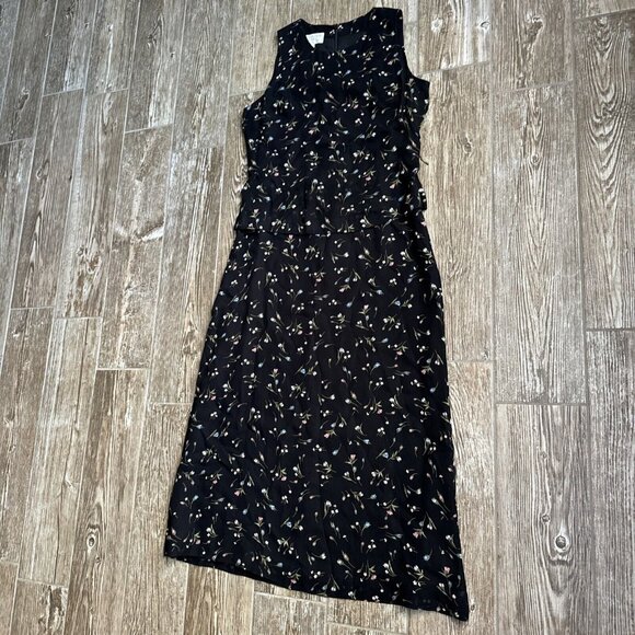 Vtg Jones Micro Floral Maxi Dress 6P Cottagecore Prairie Y2K Layered Sheer 90s - Picture 2 of 11
